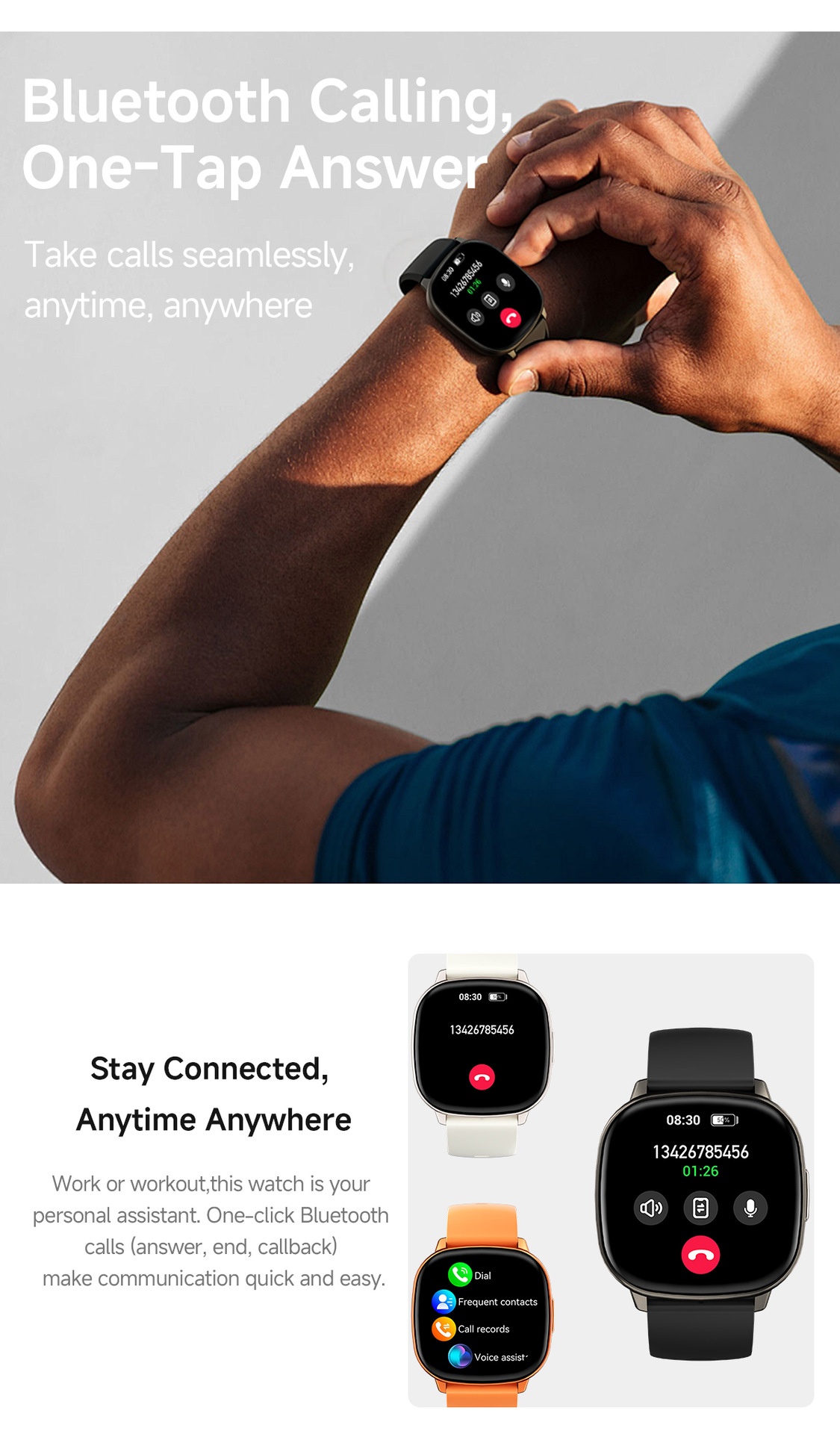 HD17 Air Smart Watch with Square AMOLED Display & Bluetooth Calling