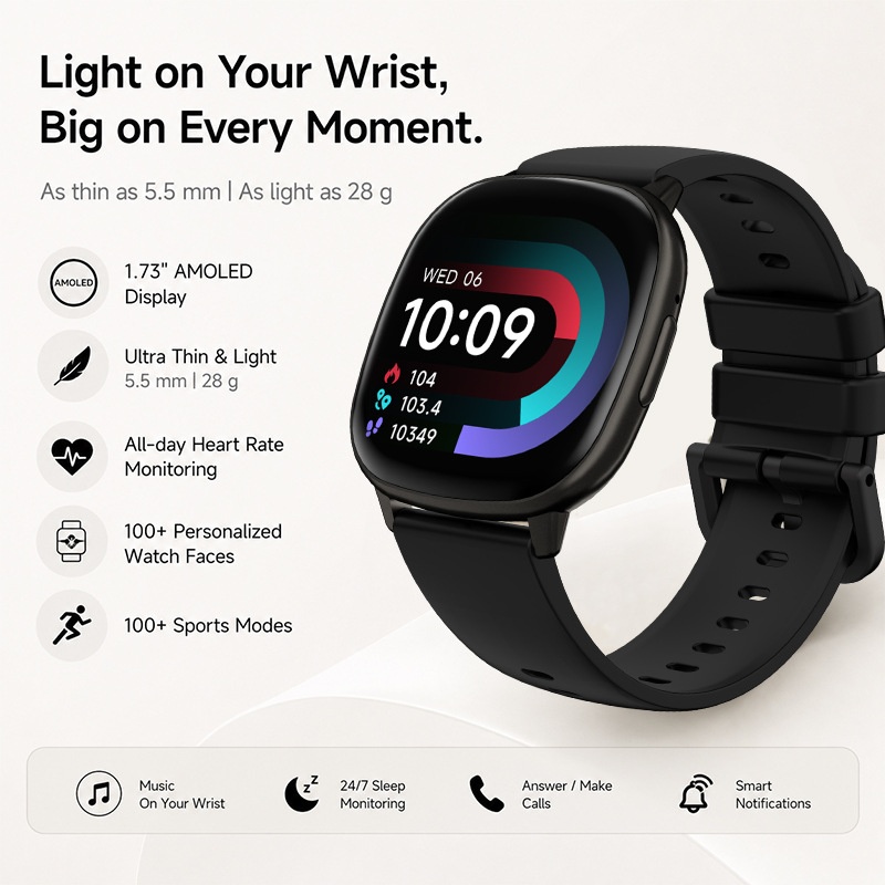HD17 Air Smart Watch with Square AMOLED Display & Bluetooth Calling