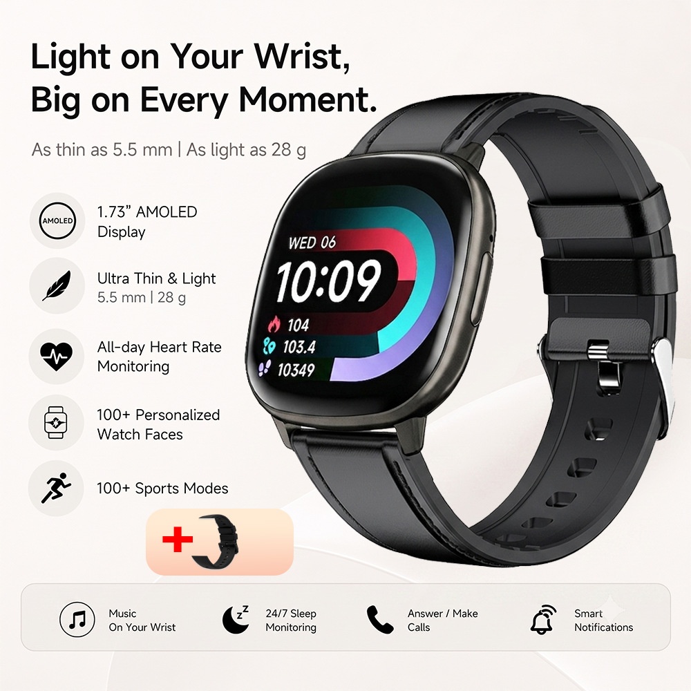 HD17 Air Smart Watch with Square AMOLED Display & Bluetooth Calling