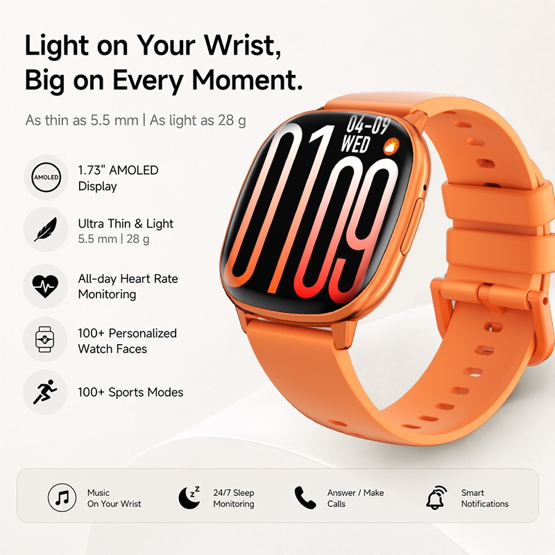 HD17 Air Smart Watch with Square AMOLED Display & Bluetooth Calling