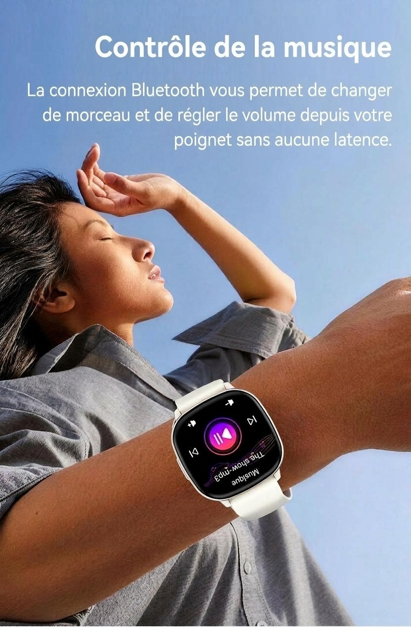 Montre connectée HD17 Air avec écran AMOLED carré et appels Bluetooth
