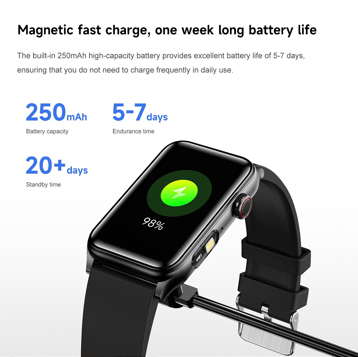 G50 Smart Watch with Rectangular HD Display & Bluetooth Calling
