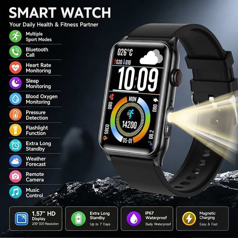 G50 Smart Watch with Rectangular HD Display & Bluetooth Calling