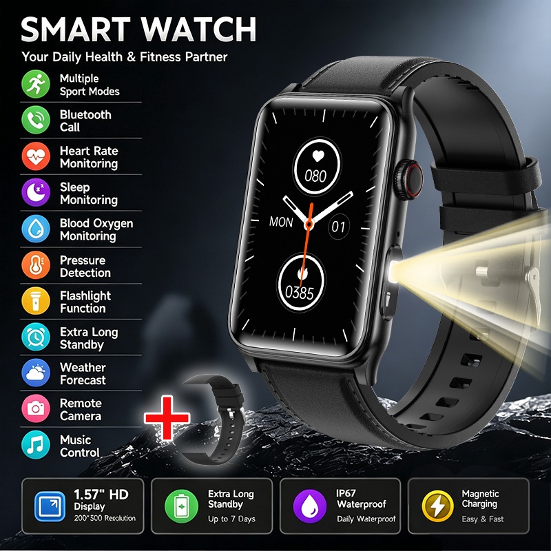 G50 Smart Watch with Rectangular HD Display & Bluetooth Calling