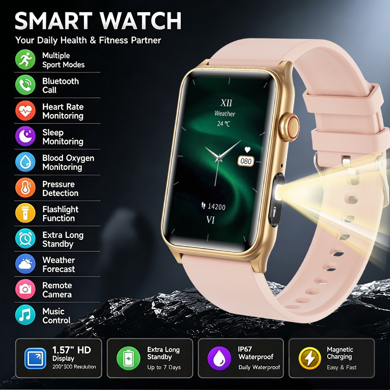 G50 Smart Watch with Rectangular HD Display & Bluetooth Calling