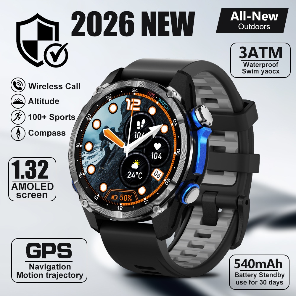HD350 Pro Outdoor GPS Smart Watch with Round AMOLED Display & 3ATM