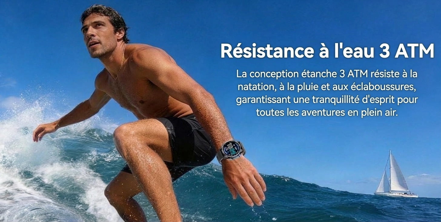 Montre connectée GPS HD350 Pro Outdoor avec écran AMOLED rond et étanchéité 3 ATM