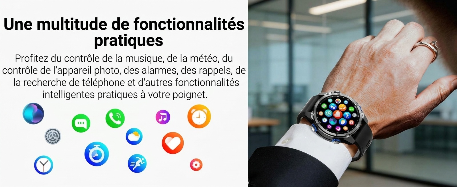 Montre connectée GPS HD350 Pro Outdoor avec écran AMOLED rond et étanchéité 3 ATM