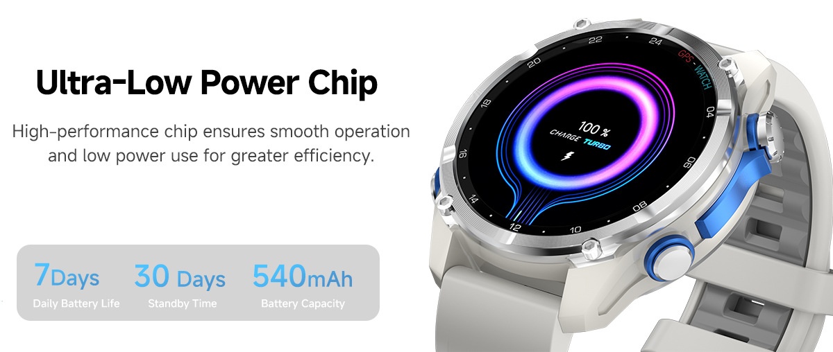 HD350 Pro Outdoor GPS Smart Watch with Round AMOLED Display & 3ATM