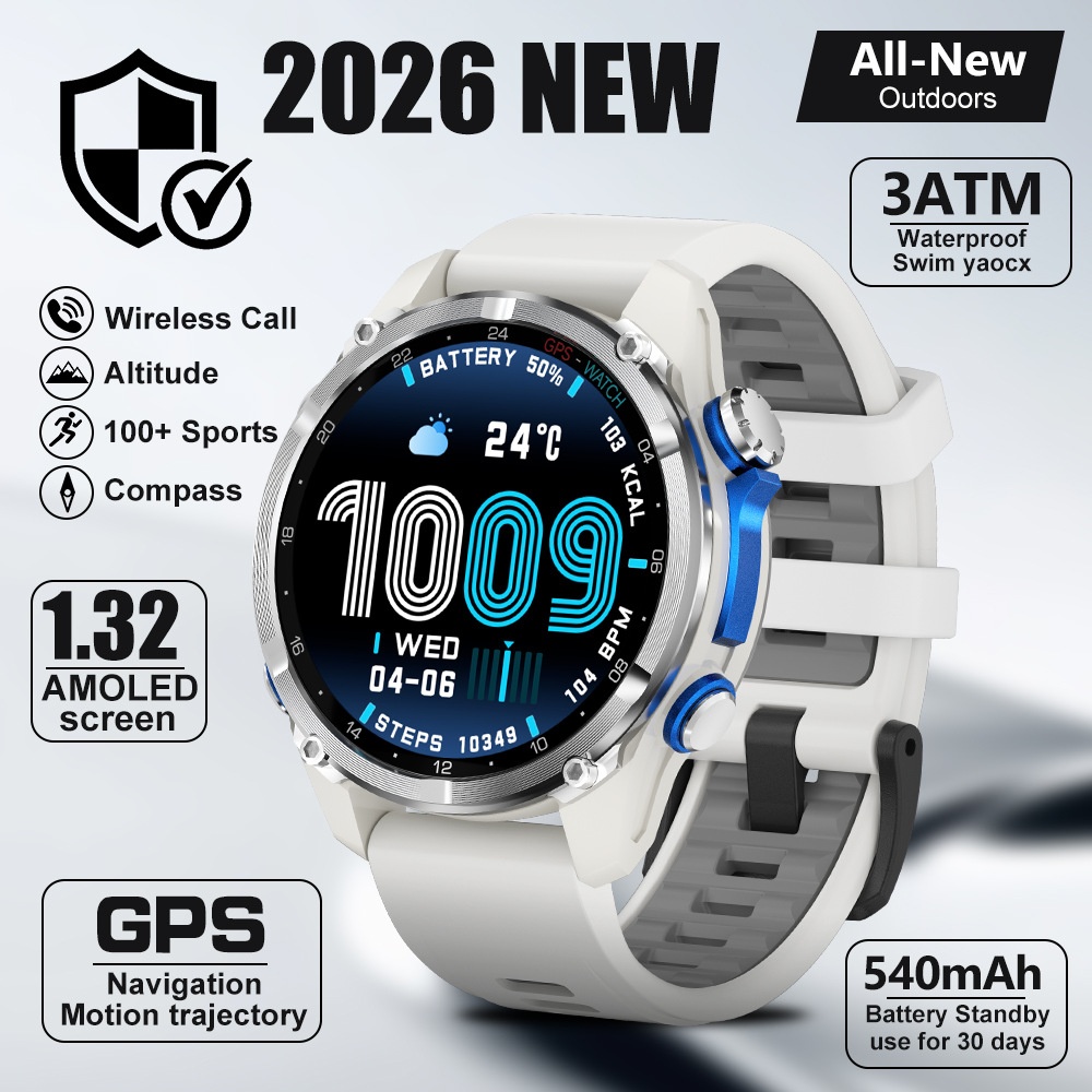 HD350 Pro Outdoor GPS Smart Watch with Round AMOLED Display & 3ATM