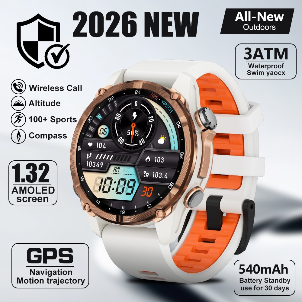HD350 Pro Outdoor GPS Smart Watch with Round AMOLED Display & 3ATM