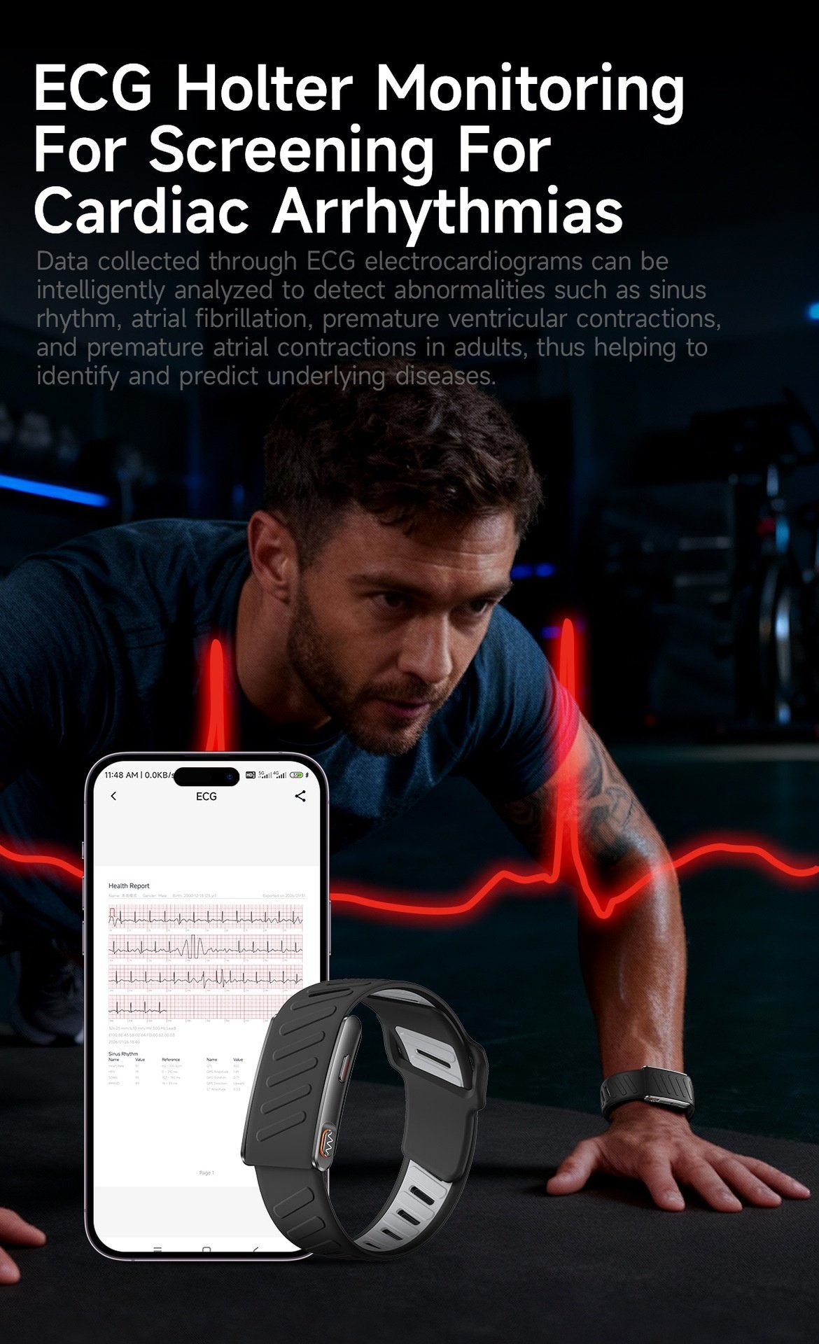 Screenless ECG+HRV Smart Band with Heart Rate & Sleep Tracker