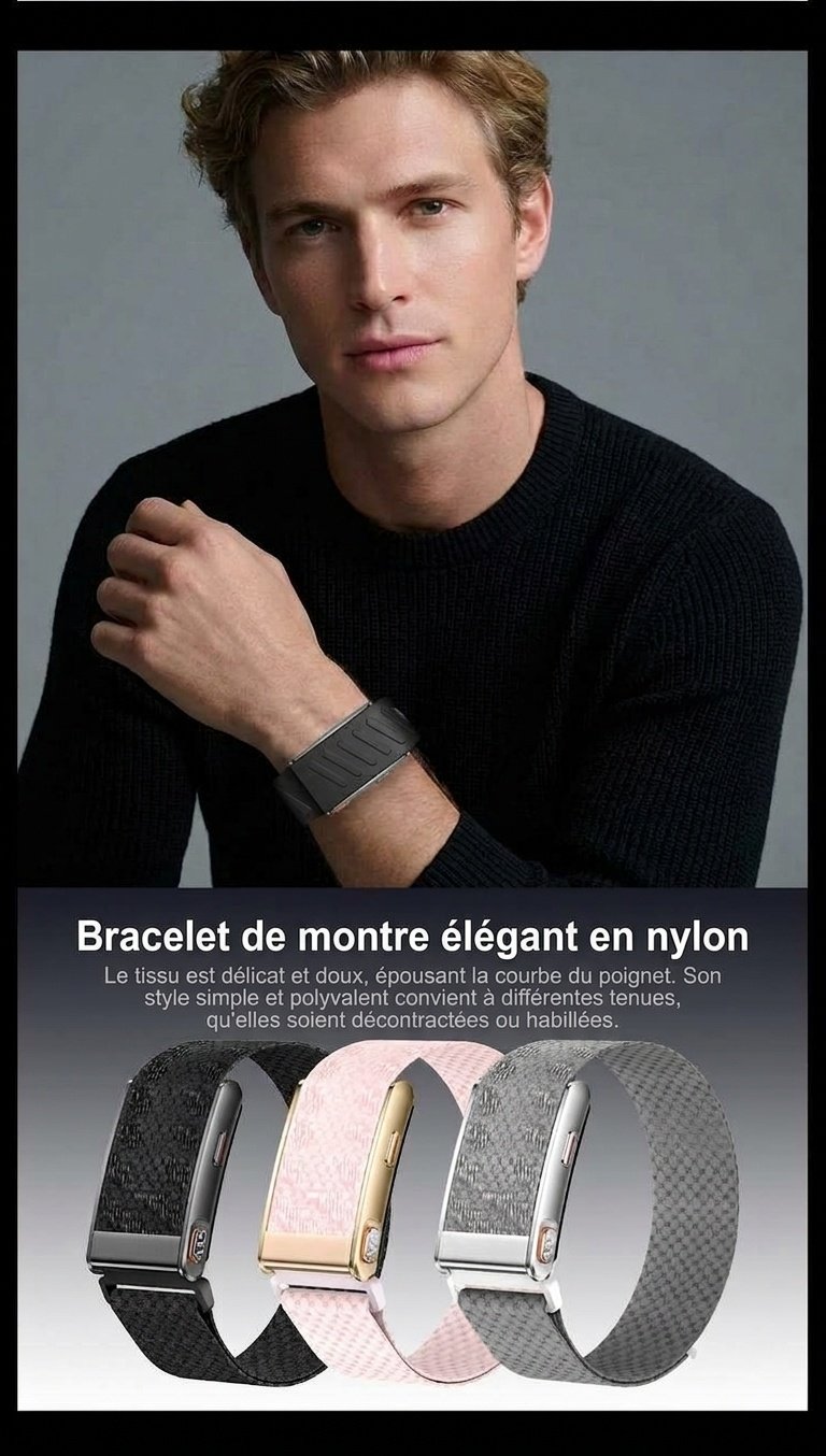 Bracelet connecté sans écran ECG+HRV avec suivi de la fréquence cardiaque et du sommeil