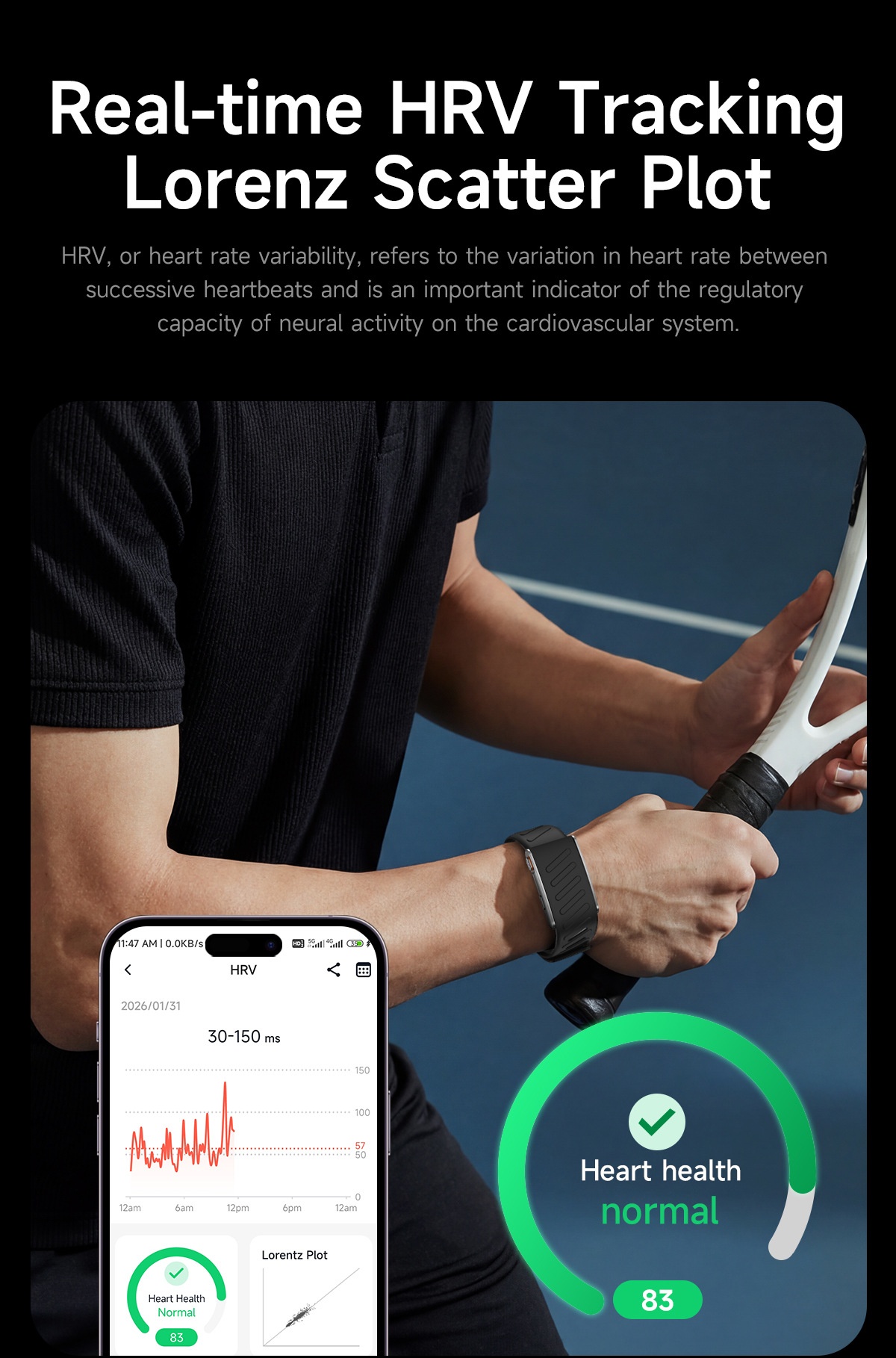 Screenless ECG+HRV Smart Band with Heart Rate & Sleep Tracker