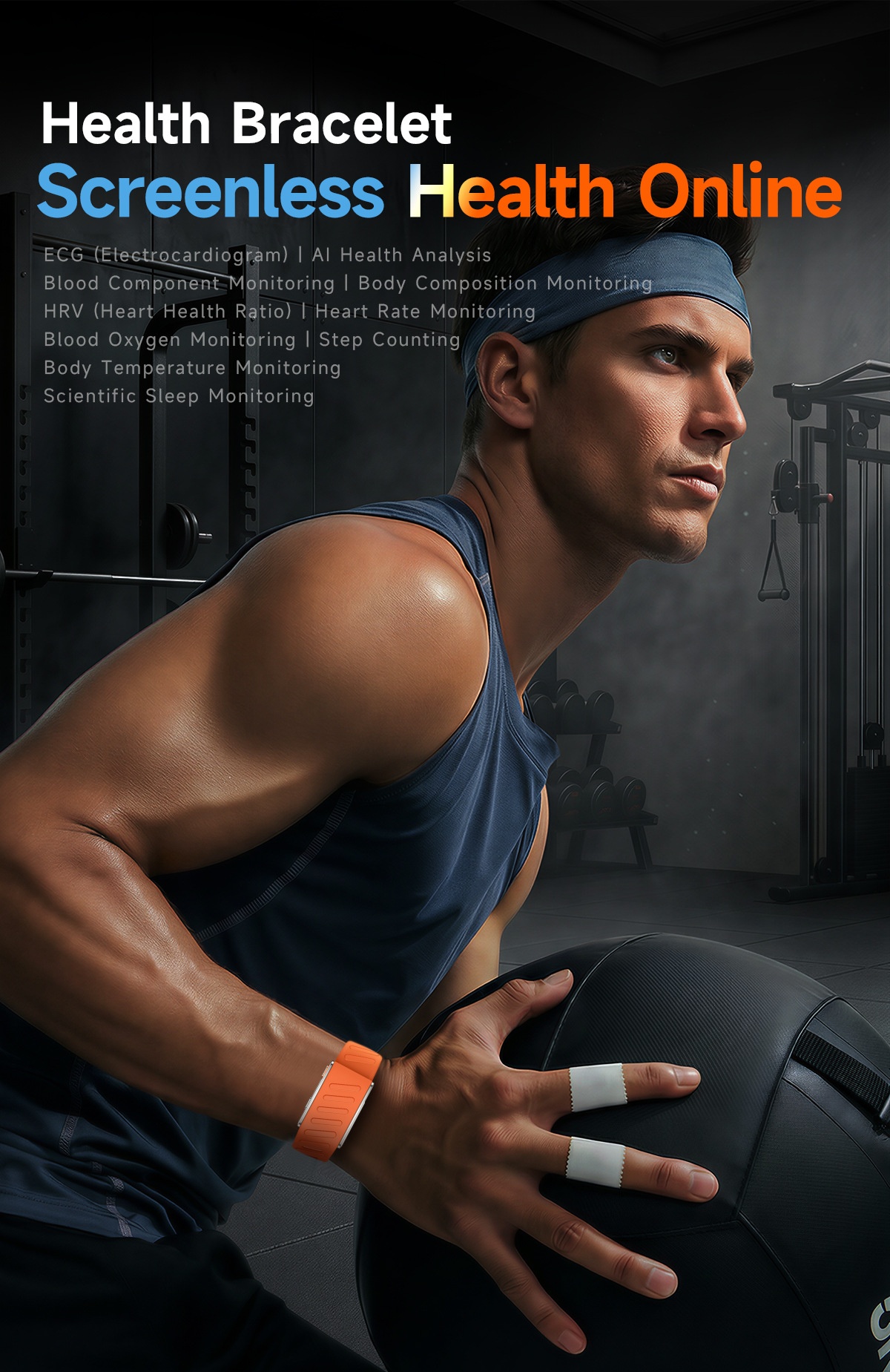 Screenless ECG+HRV Smart Band with Heart Rate & Sleep Tracker