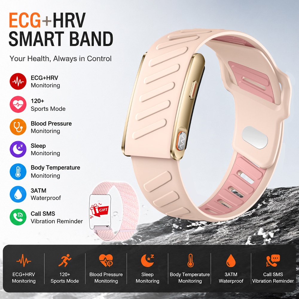 Screenless ECG+HRV Smart Band with Heart Rate & Sleep Tracker