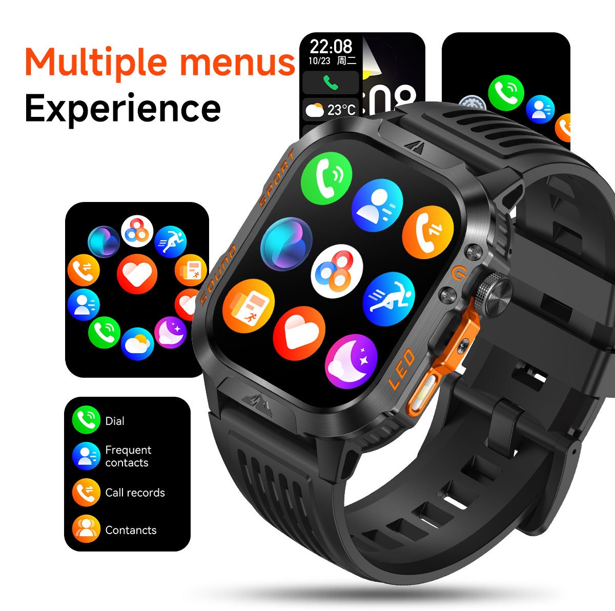HT46 Rugged Smart Watch with 2.01" HD Screen, IP68 & 1200mAh Battery