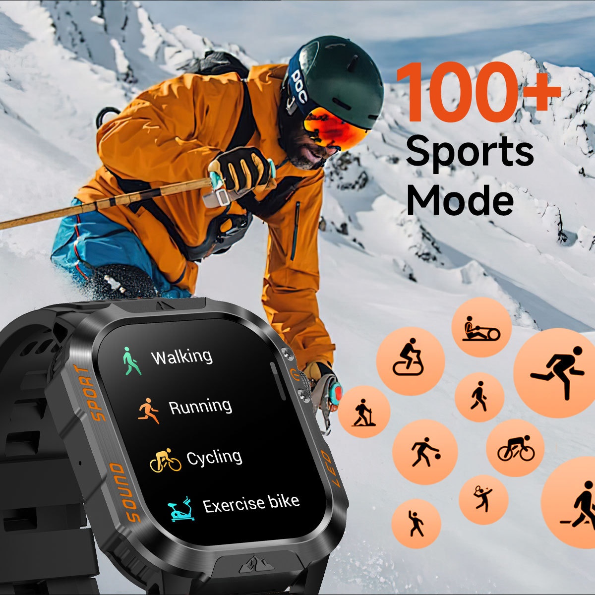 HT46 Rugged Smart Watch with 2.01" HD Screen, IP68 & 1200mAh Battery