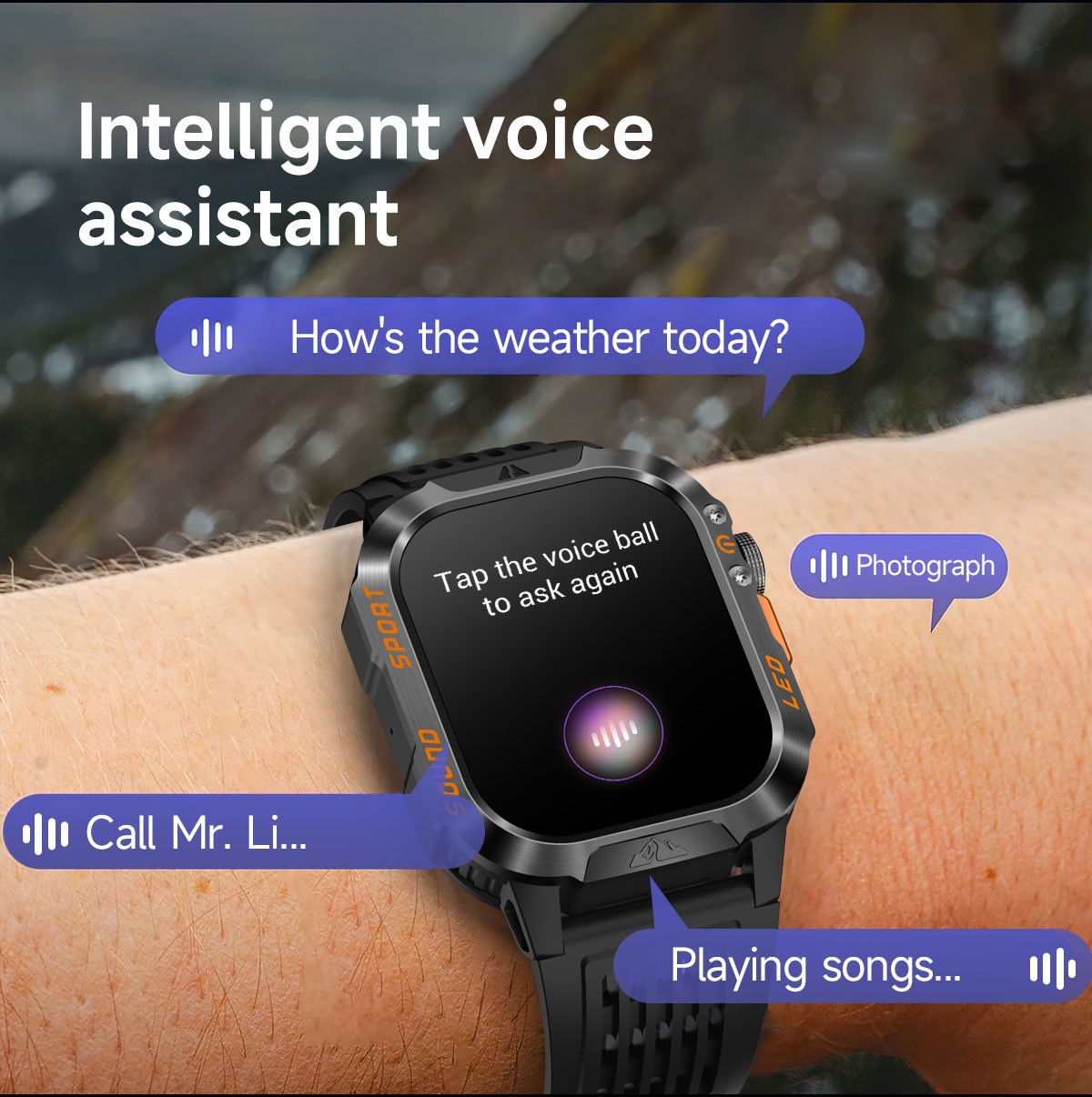 HT46 Rugged Smart Watch with 2.01" HD Screen, IP68 & 1200mAh Battery