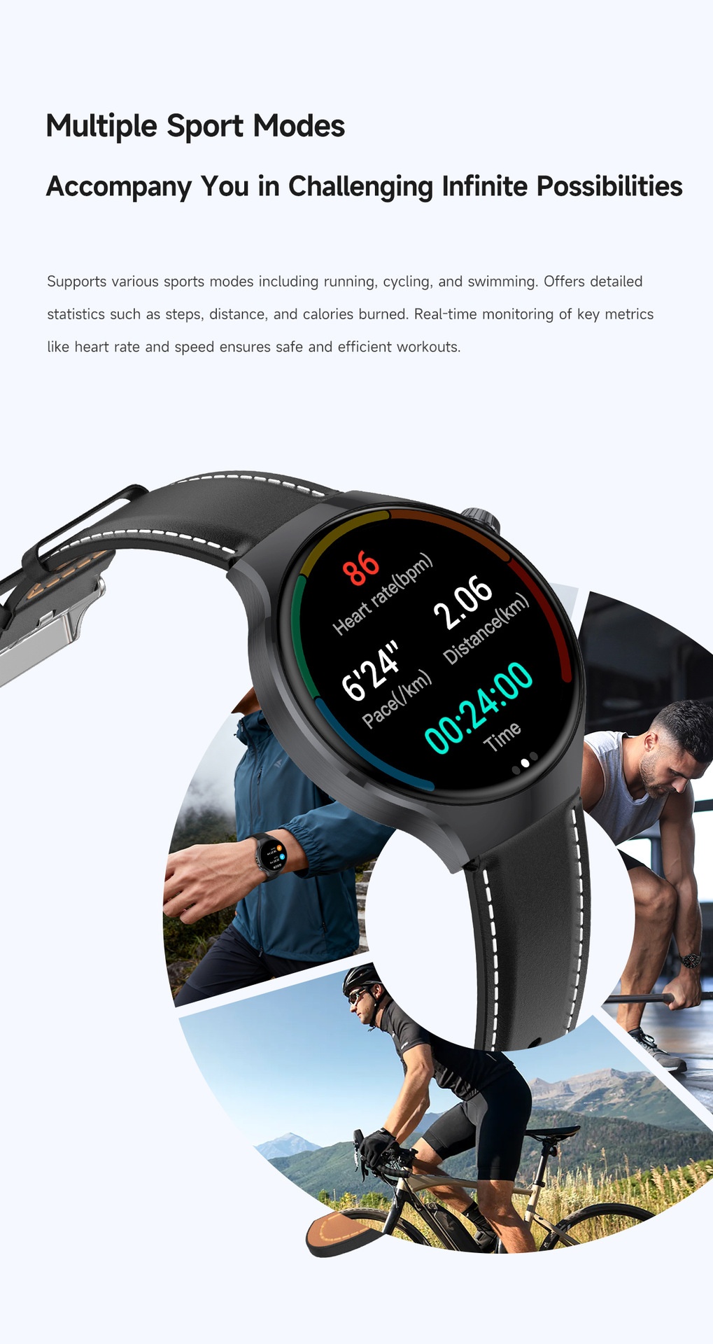 JU126 Smart Watch with 1.7" Round HD Screen & Bluetooth Calling