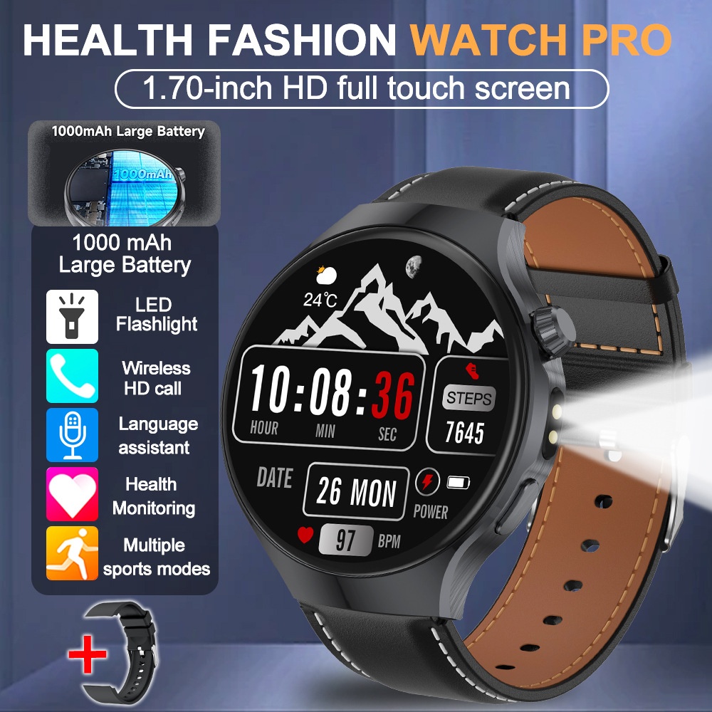 JU126 Smart Watch with 1.7" Round HD Screen & Bluetooth Calling