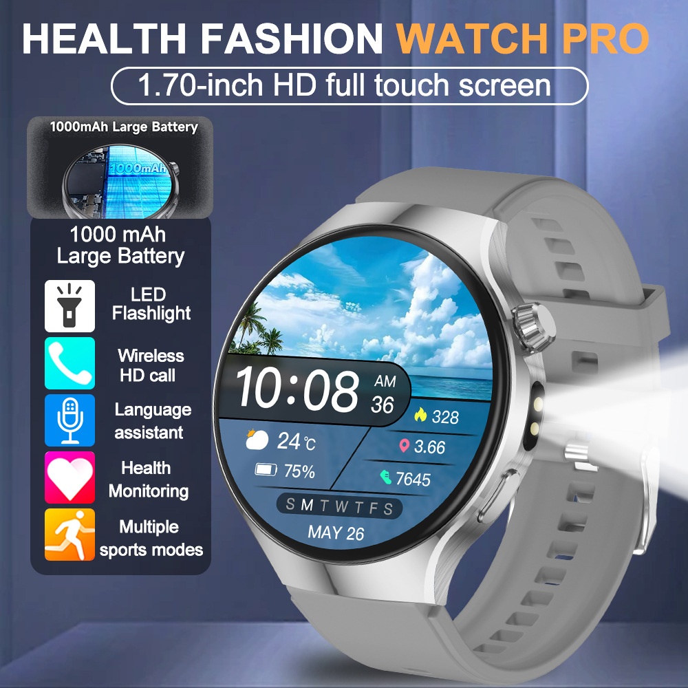 JU126 Smart Watch with 1.7" Round HD Screen & Bluetooth Calling