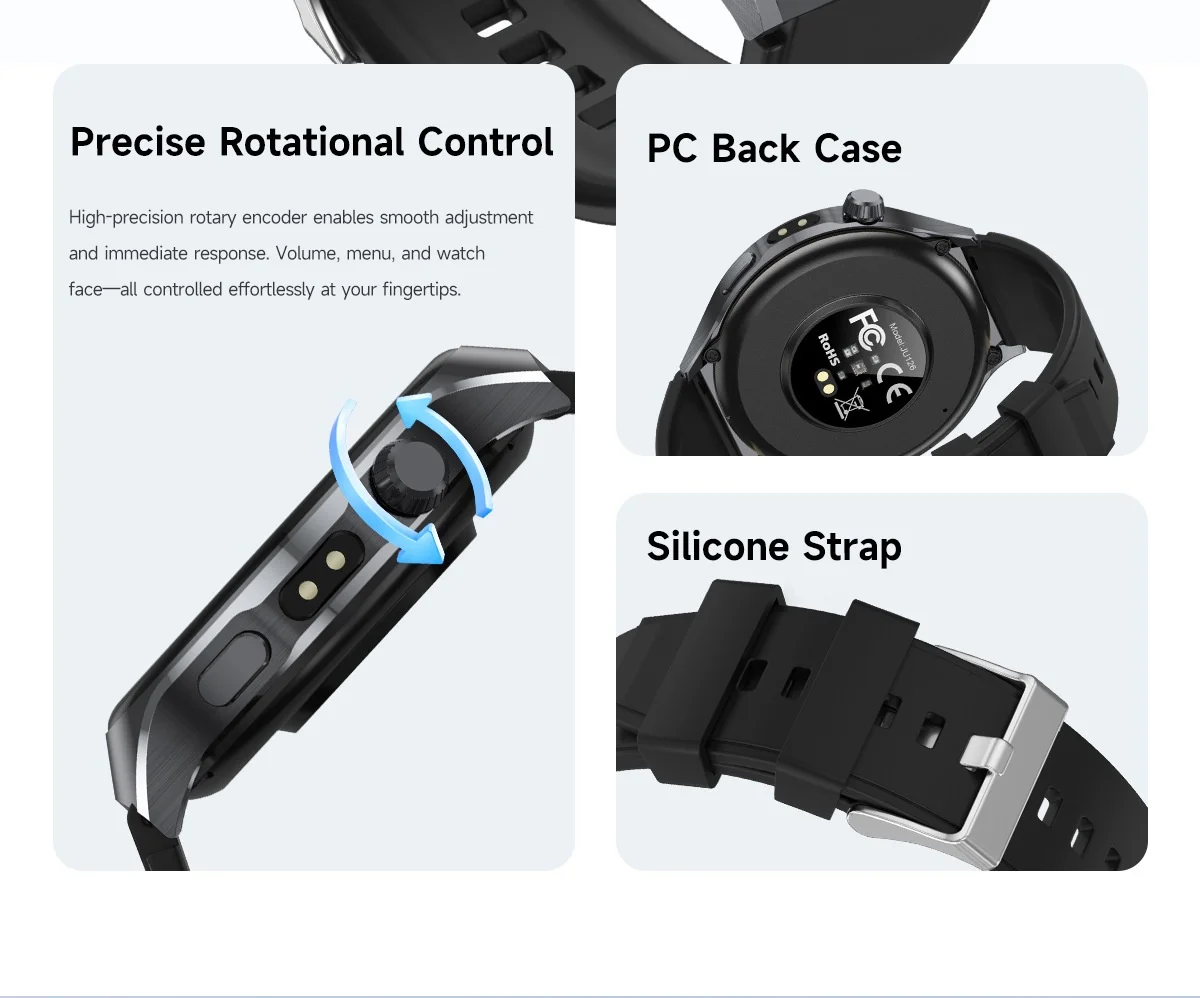 JU126 Smart Watch with 1.7" Round HD Screen & Bluetooth Calling