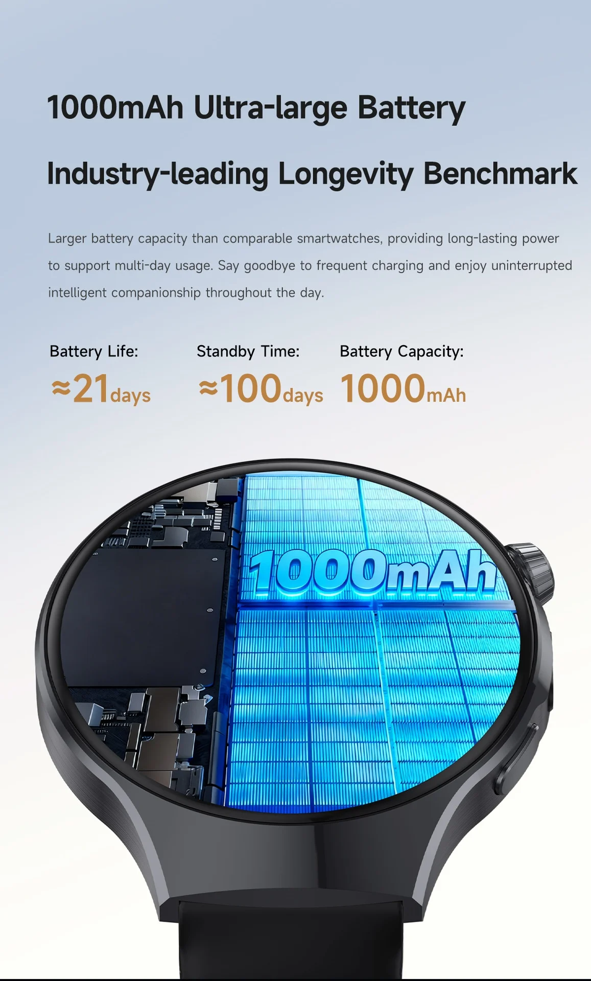 JU126 Smart Watch with 1.7" Round HD Screen & Bluetooth Calling
