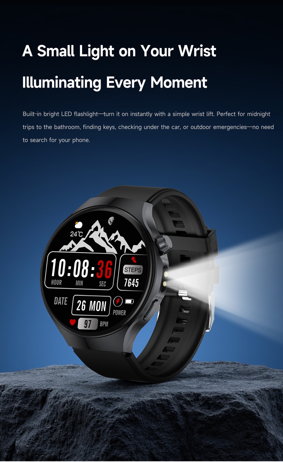 JU126 Smart Watch with 1.7" Round HD Screen & Bluetooth Calling