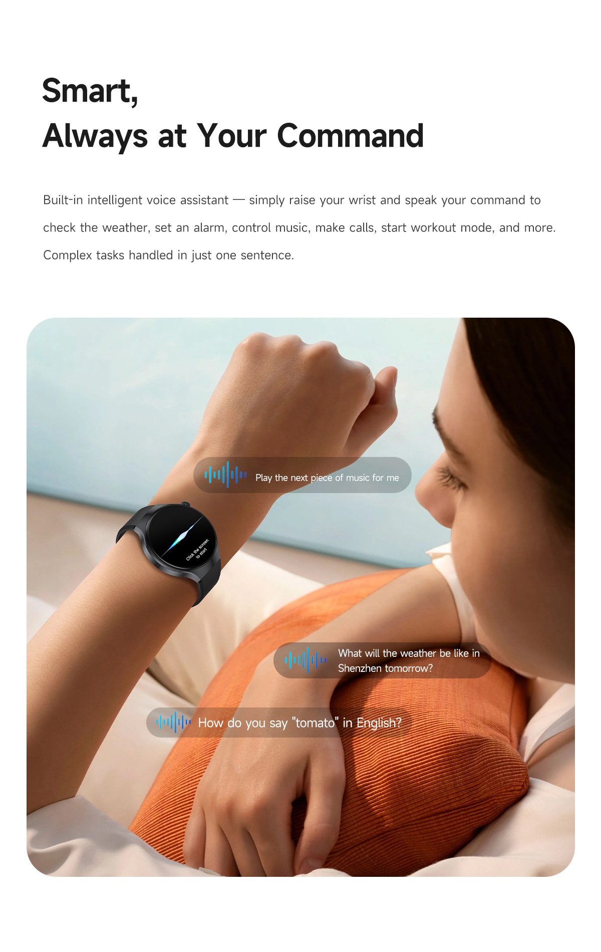 JU126 Smart Watch with 1.7" Round HD Screen & Bluetooth Calling