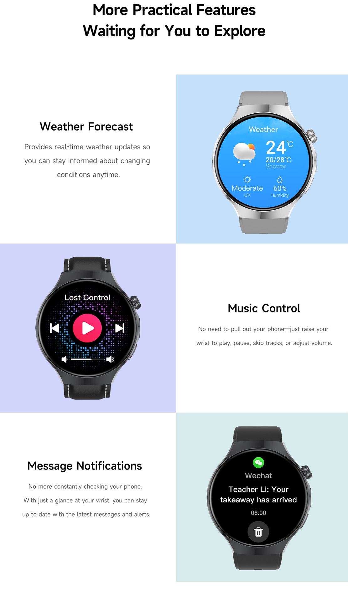 JU126 Smart Watch with 1.7" Round HD Screen & Bluetooth Calling