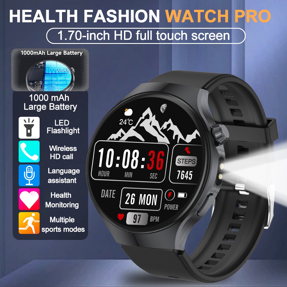 JU126 Smart Watch with 1.7" Round HD Screen & Bluetooth Calling