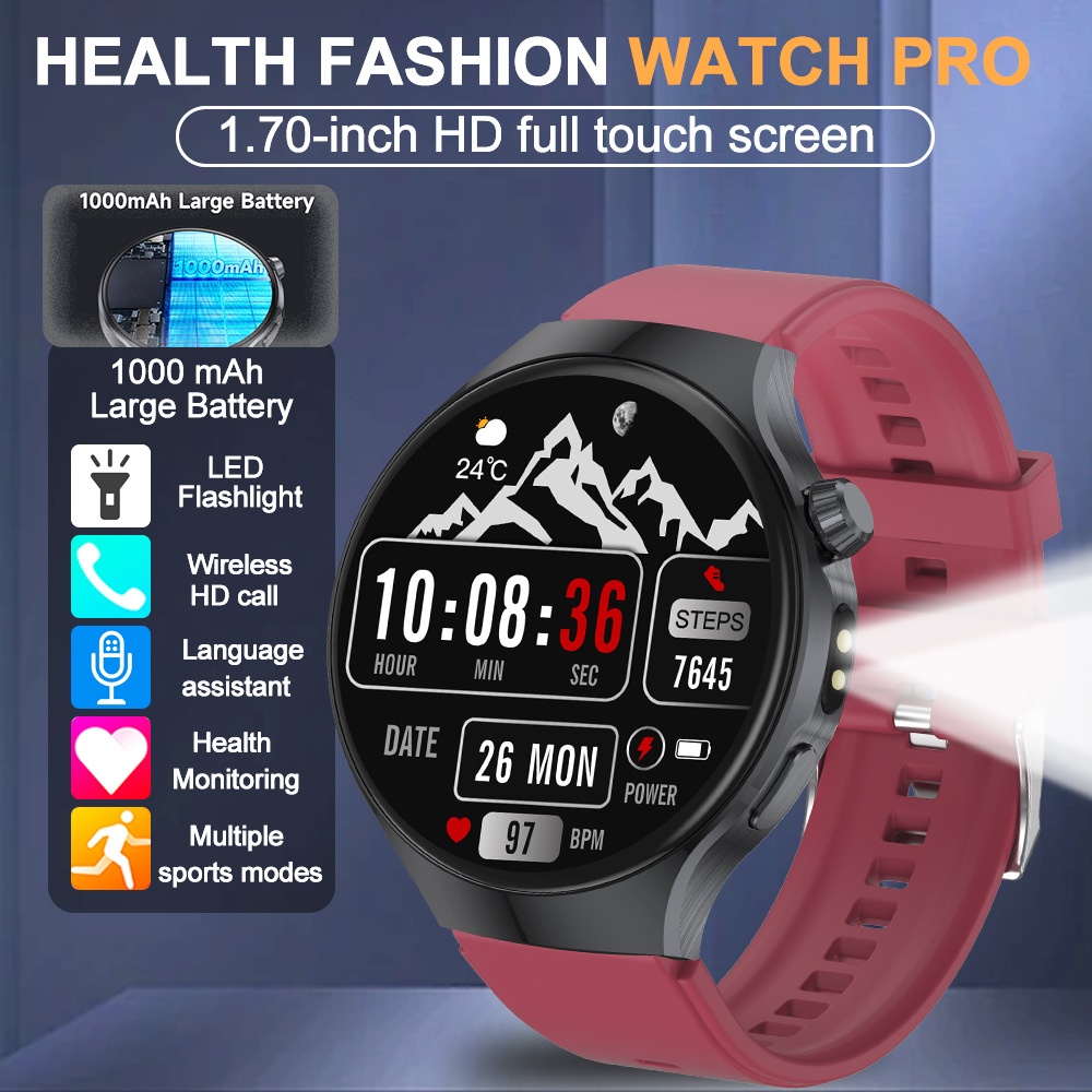 JU126 Smart Watch with 1.7" Round HD Screen & Bluetooth Calling
