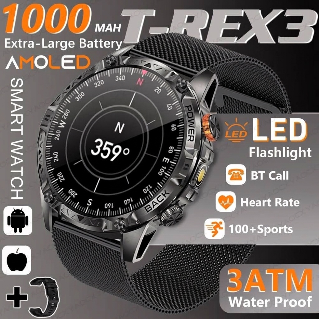 T-REX3 Rugged Smart Watch with AMOLED Display & 1000mAh Battery