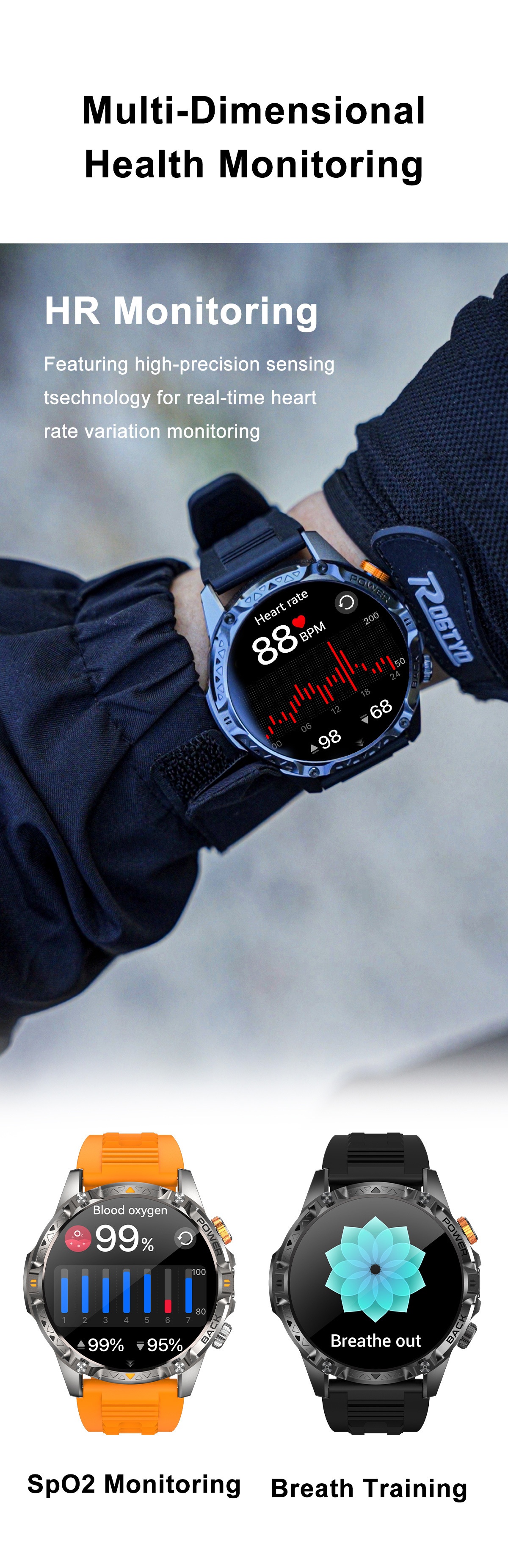T-REX3 Rugged Smart Watch with AMOLED Display & 1000mAh Battery