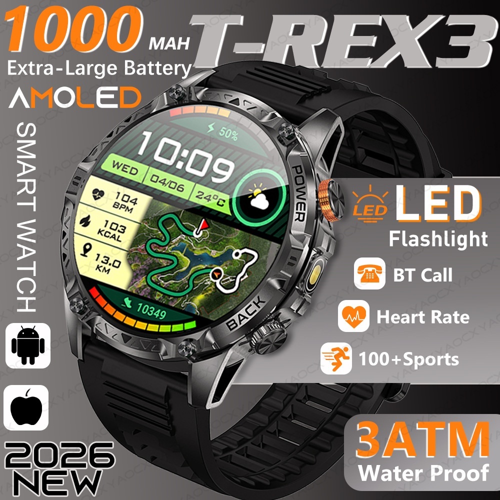 T-REX3 Rugged Smart Watch with AMOLED Display & 1000mAh Battery