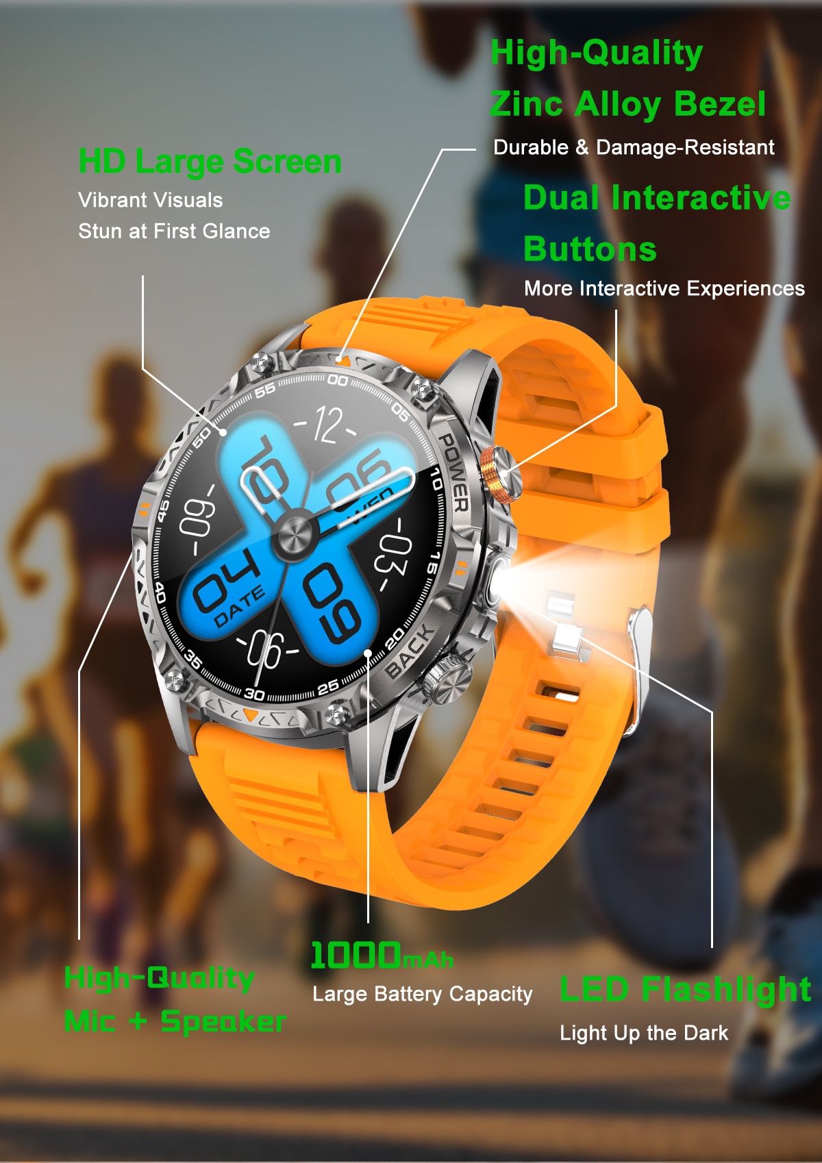 T-REX3 Rugged Smart Watch with AMOLED Display & 1000mAh Battery