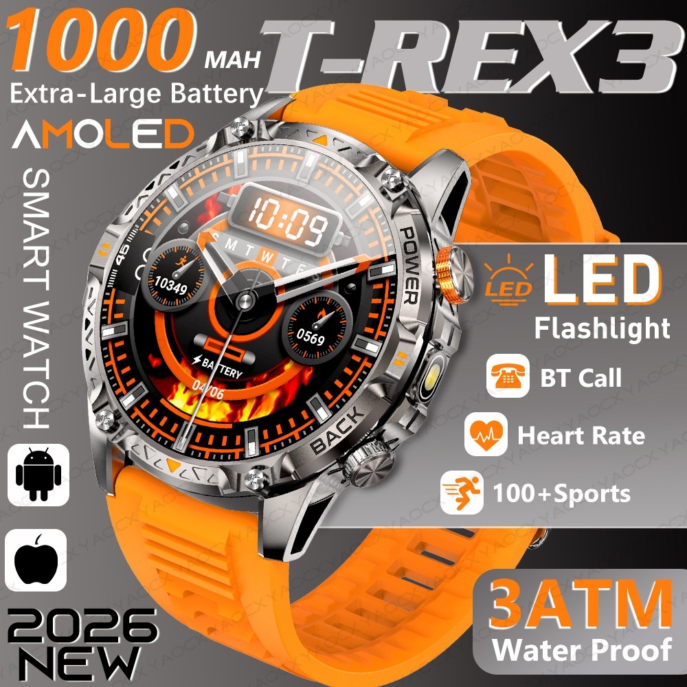 T-REX3 Rugged Smart Watch with AMOLED Display & 1000mAh Battery