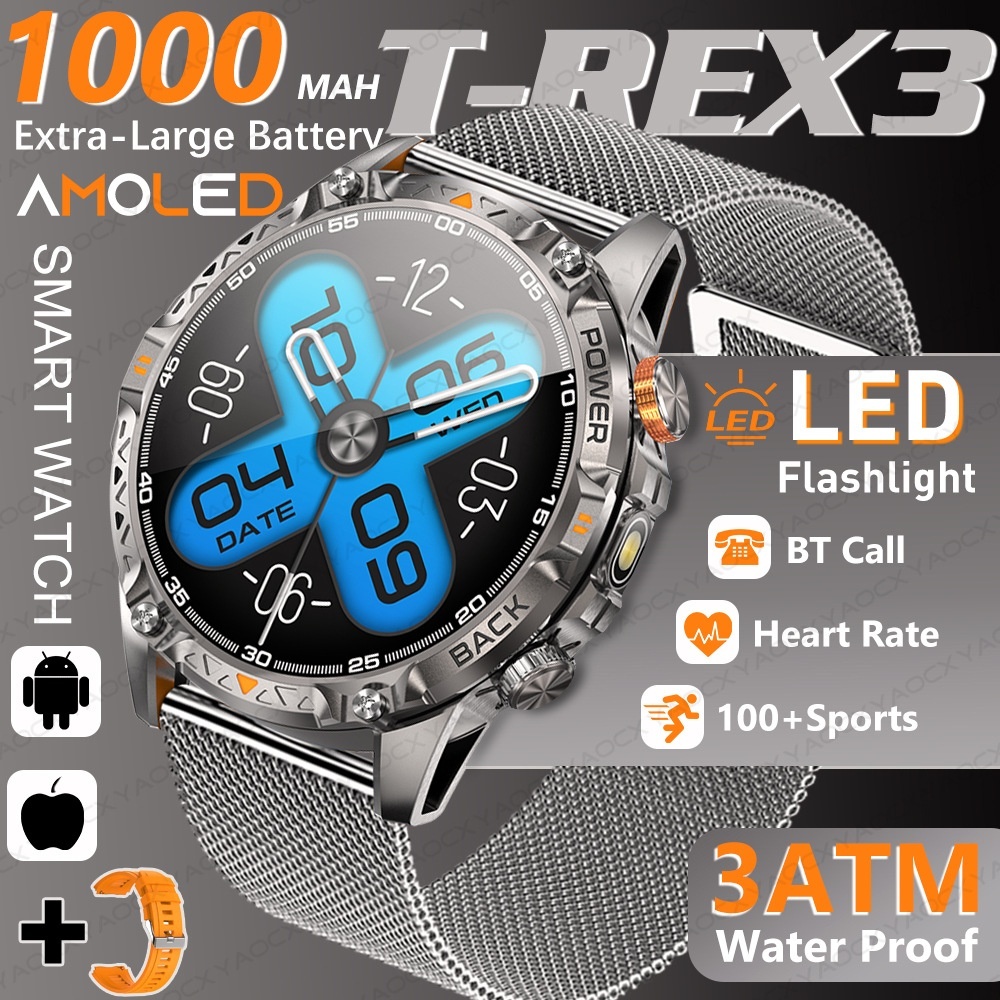 T-REX3 Rugged Smart Watch with AMOLED Display & 1000mAh Battery