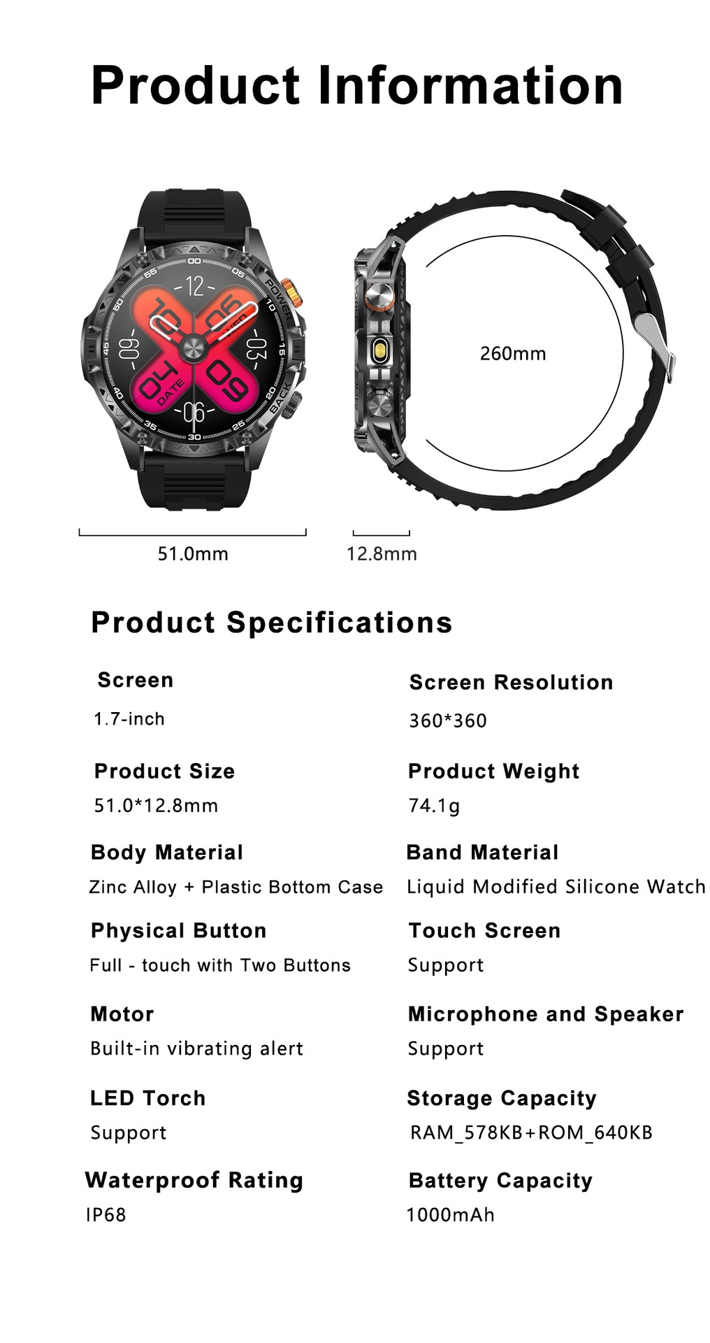 T-REX3 Rugged Smart Watch with AMOLED Display & 1000mAh Battery