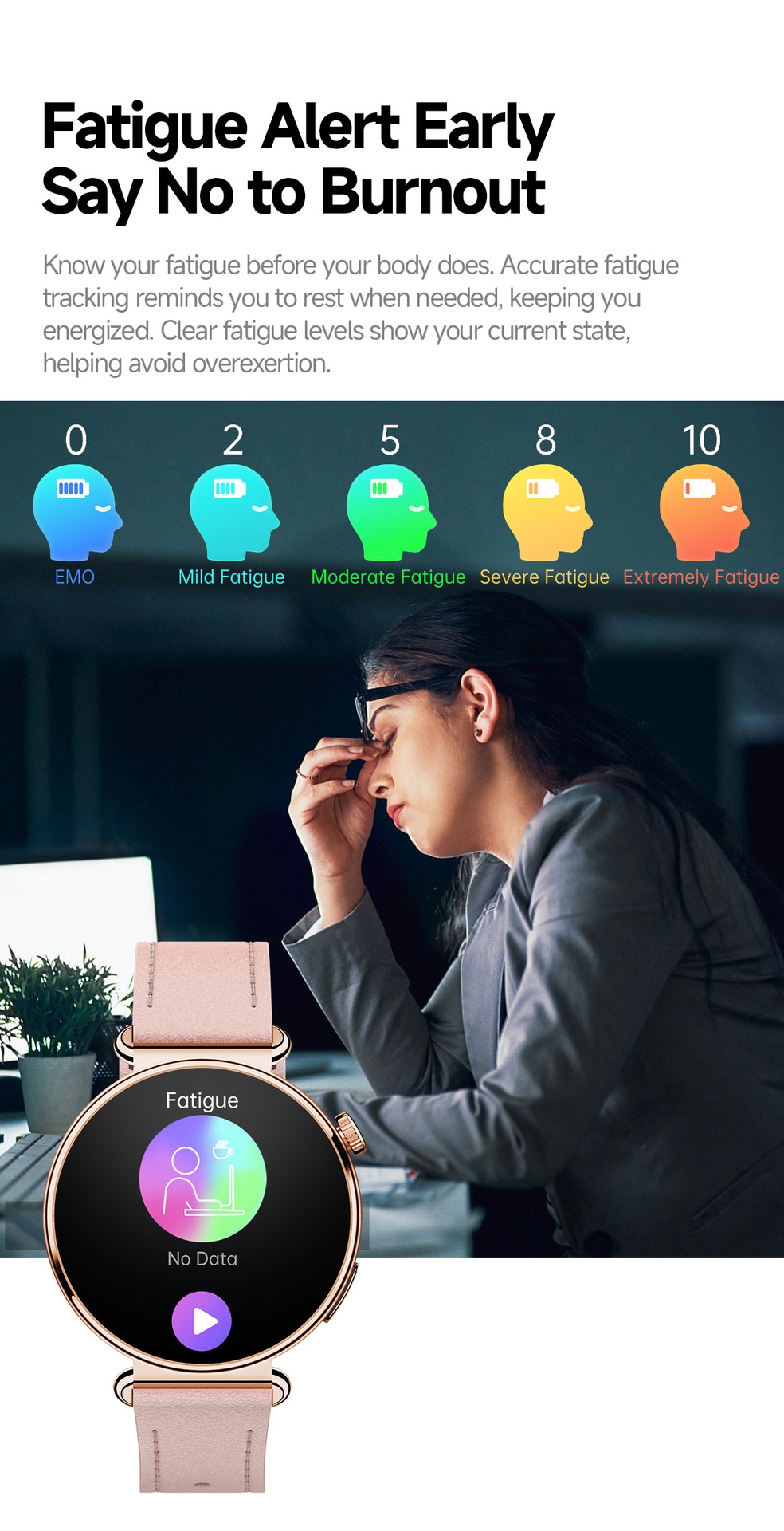 Women's ECG Smart Health Watch with Round AMOLED Touchscreen