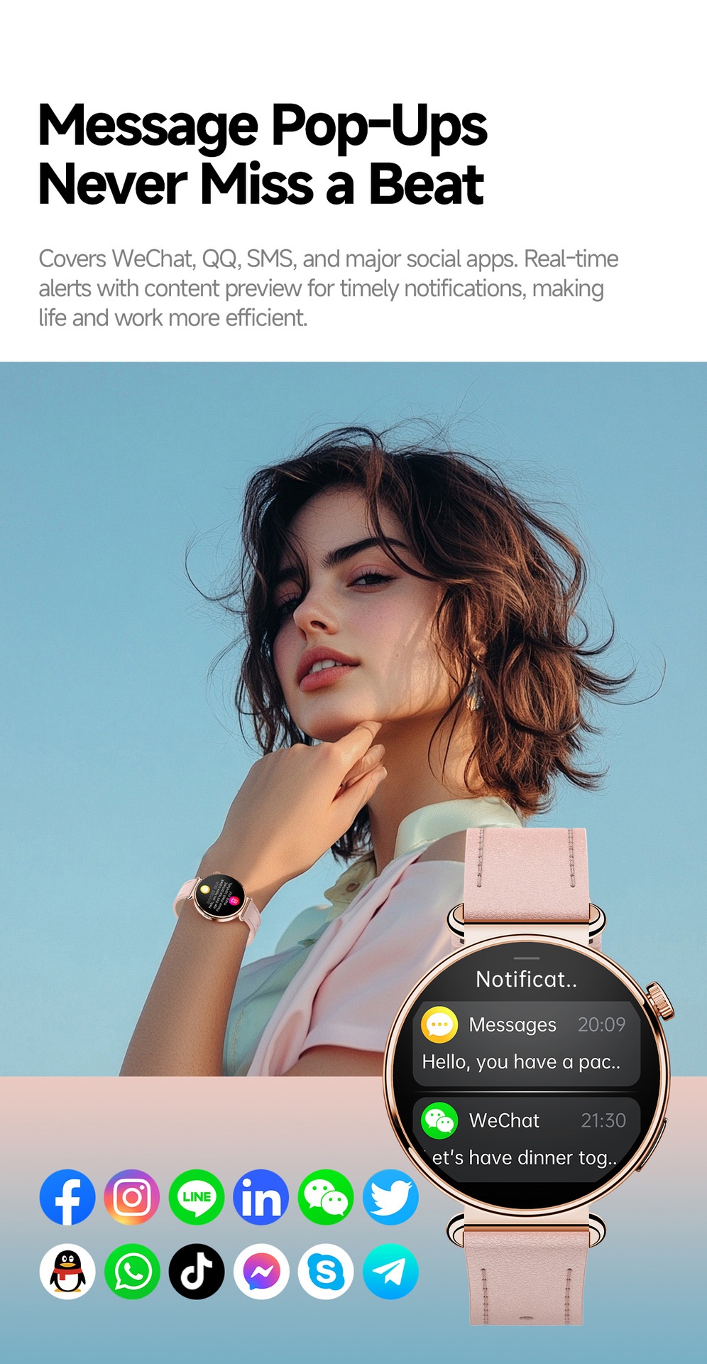 Women's ECG Smart Health Watch with Round AMOLED Touchscreen
