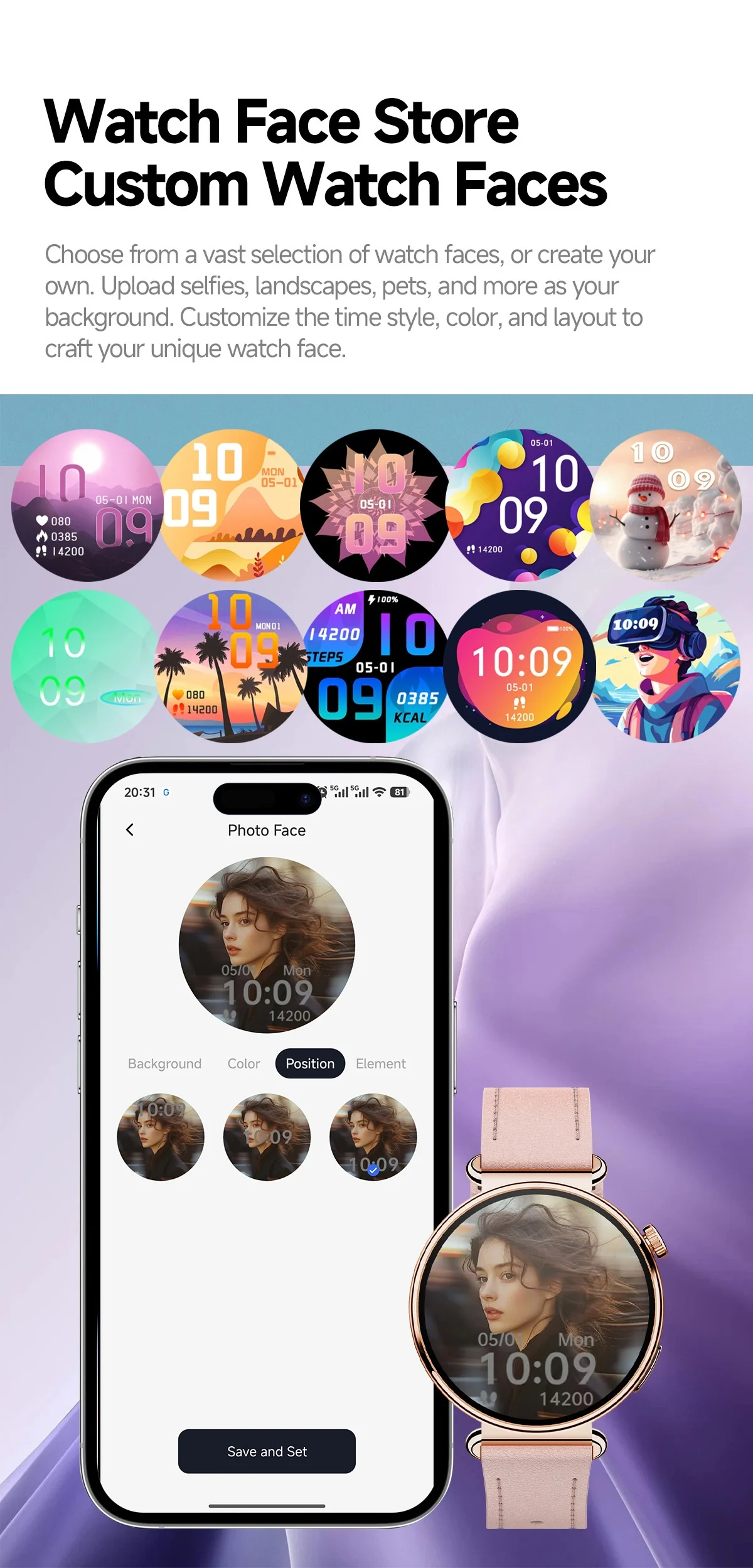 Women's ECG Smart Health Watch with Round AMOLED Touchscreen