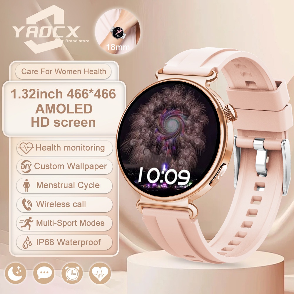 Women's ECG Smart Health Watch with Round AMOLED Touchscreen