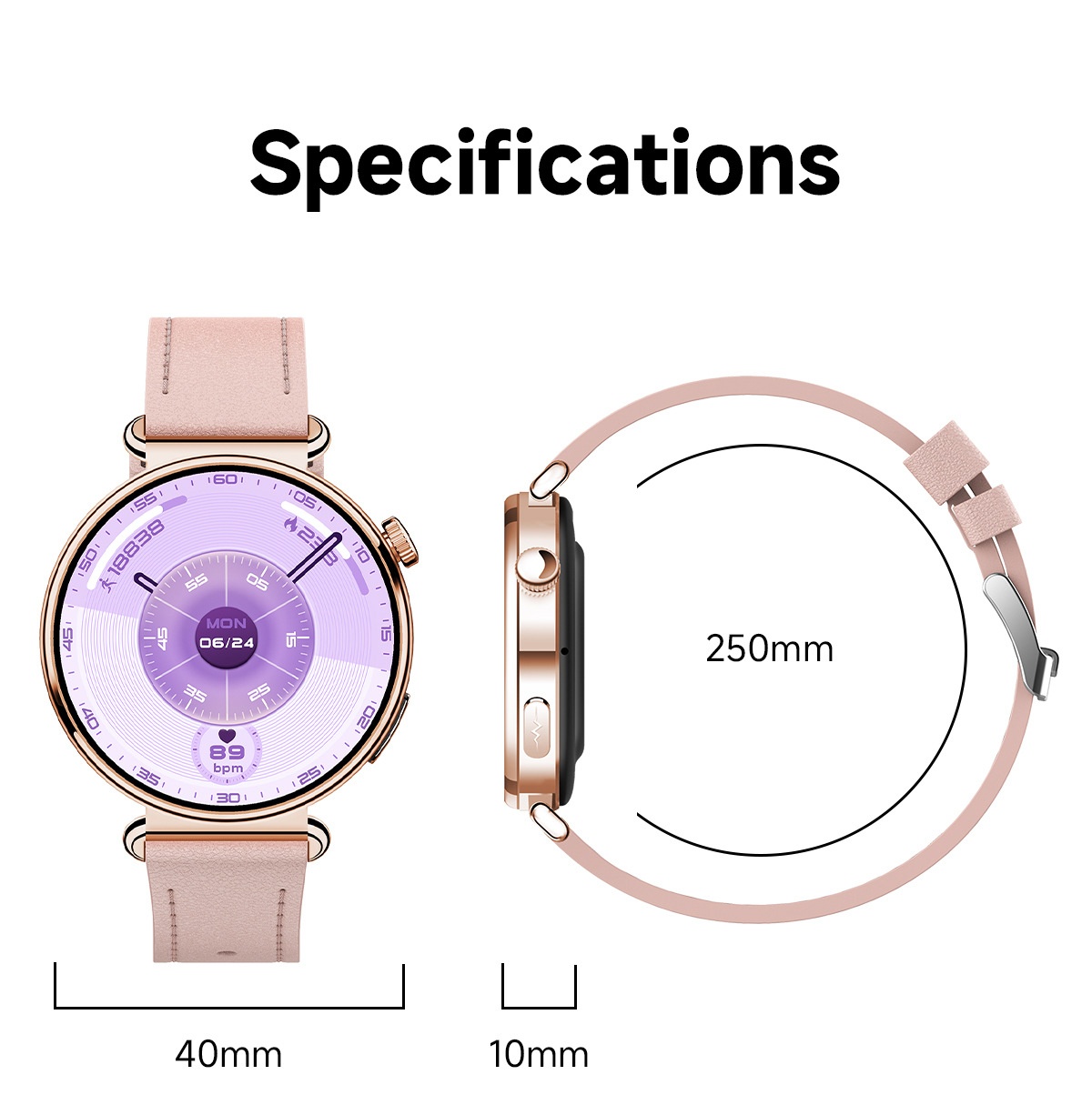 Women's ECG Smart Health Watch with Round AMOLED Touchscreen