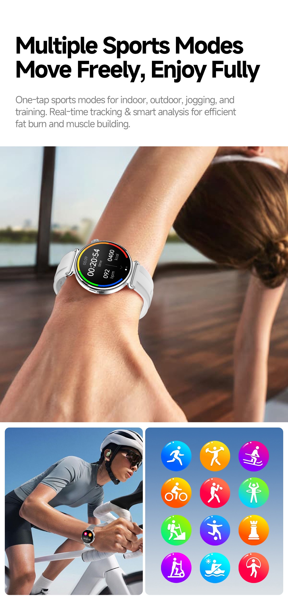 Women's ECG Smart Health Watch with Round AMOLED Touchscreen