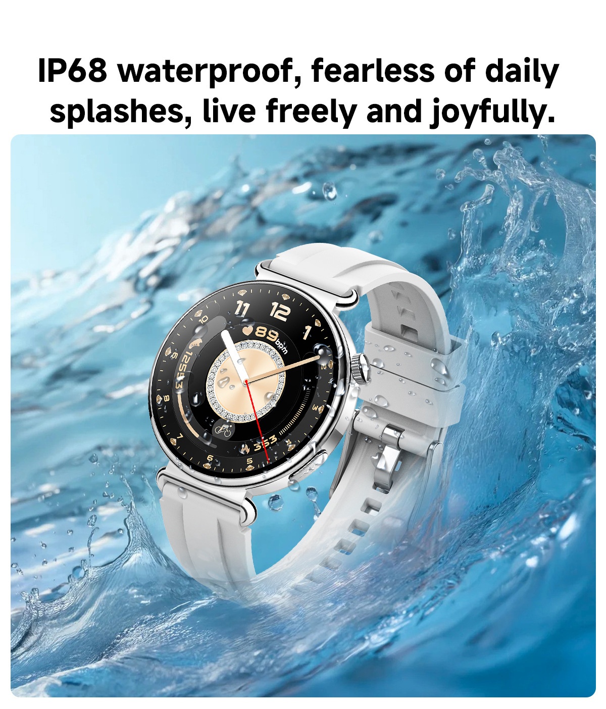 Women's ECG Smart Health Watch with Round AMOLED Touchscreen