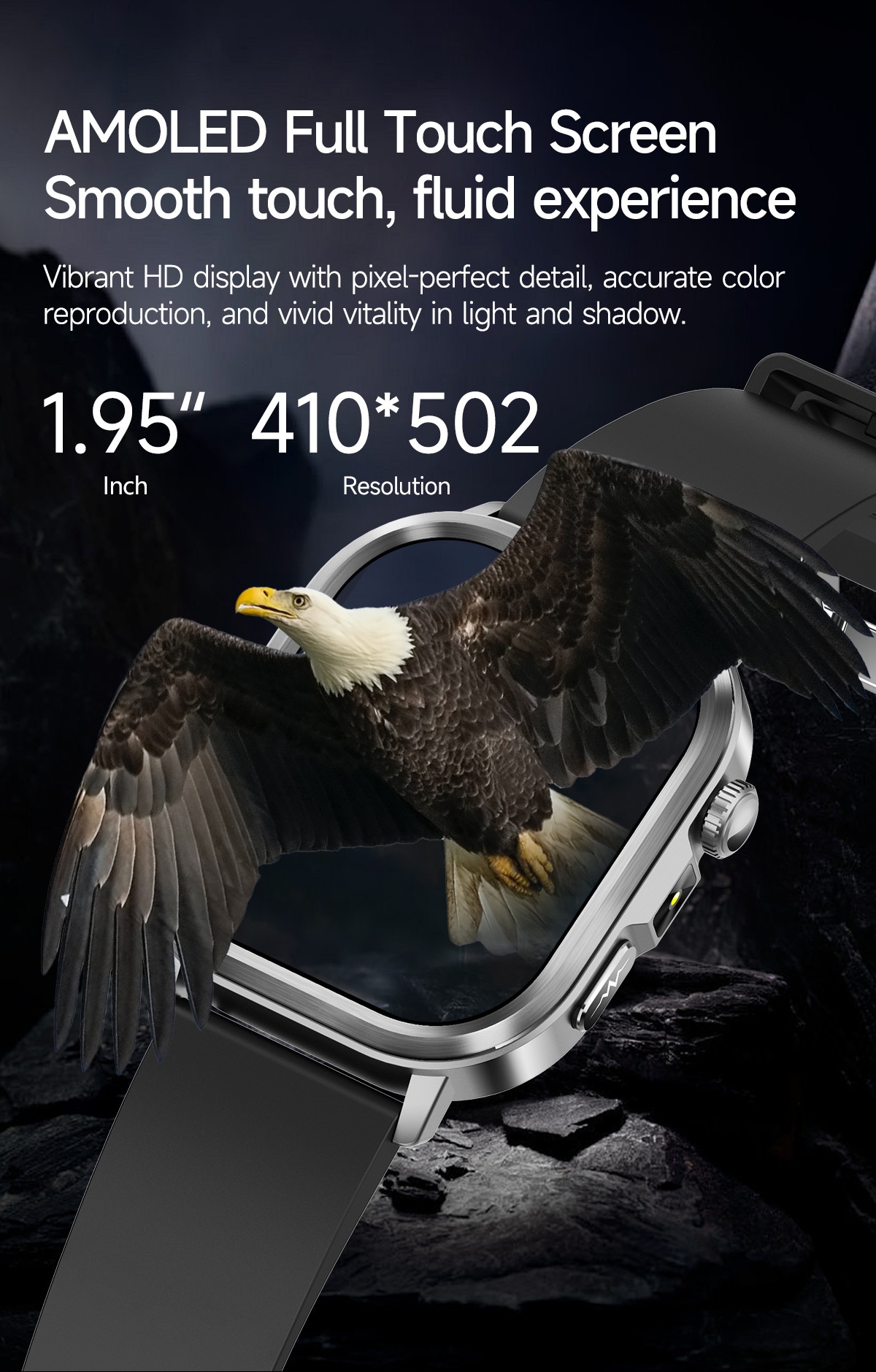 AI-ECG Smart Health Watch with Square AMOLED Touchscreen & BT Call