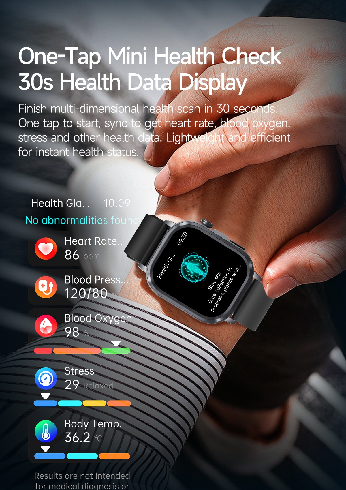 AI-ECG Smart Health Watch with Square AMOLED Touchscreen & BT Call