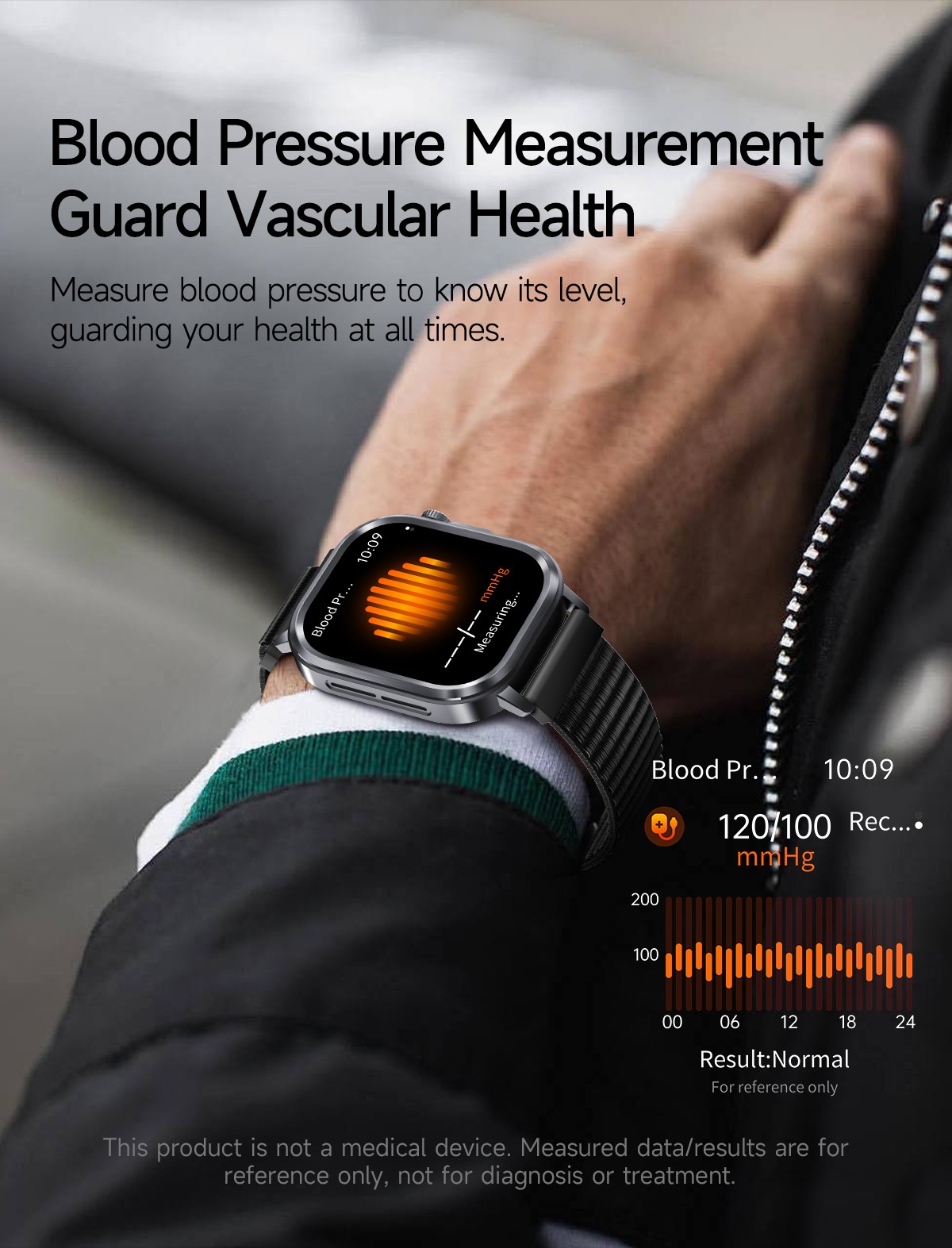 AI-ECG Smart Health Watch with Square AMOLED Touchscreen & BT Call
